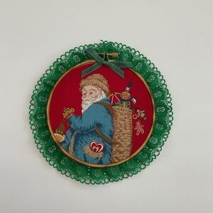 Vintage Santa Claus Wall Decor on Embroidery Hoop